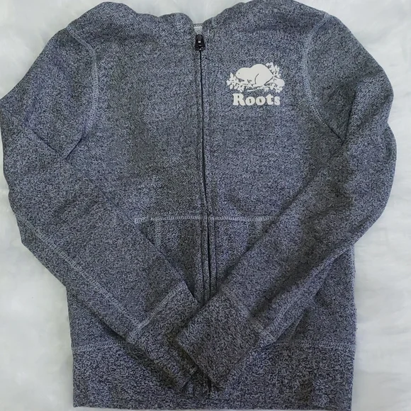Charcoal grey Roots kids zip up hoodie - Picture 4 of 4